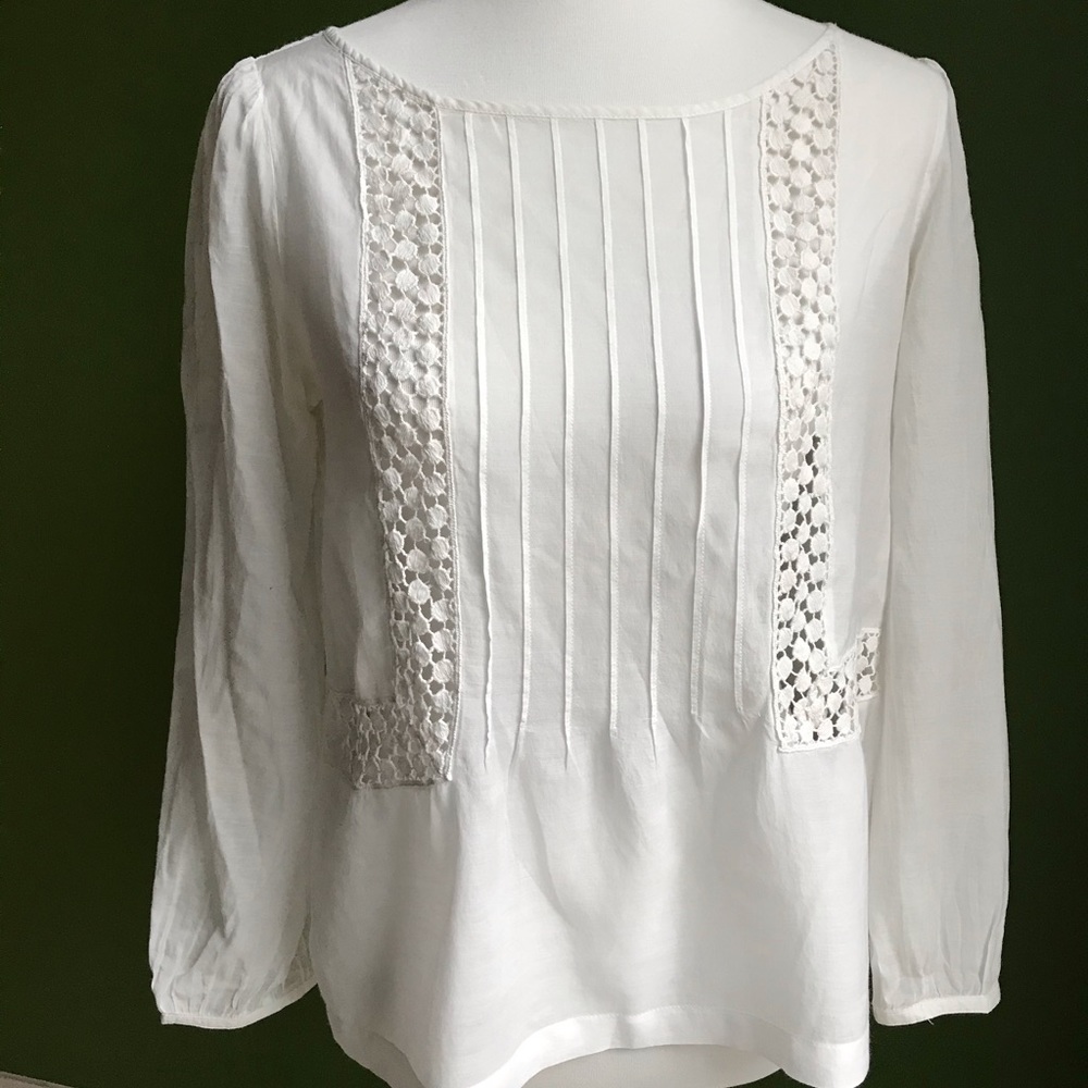 Loft lace and sheer cotton blouse S